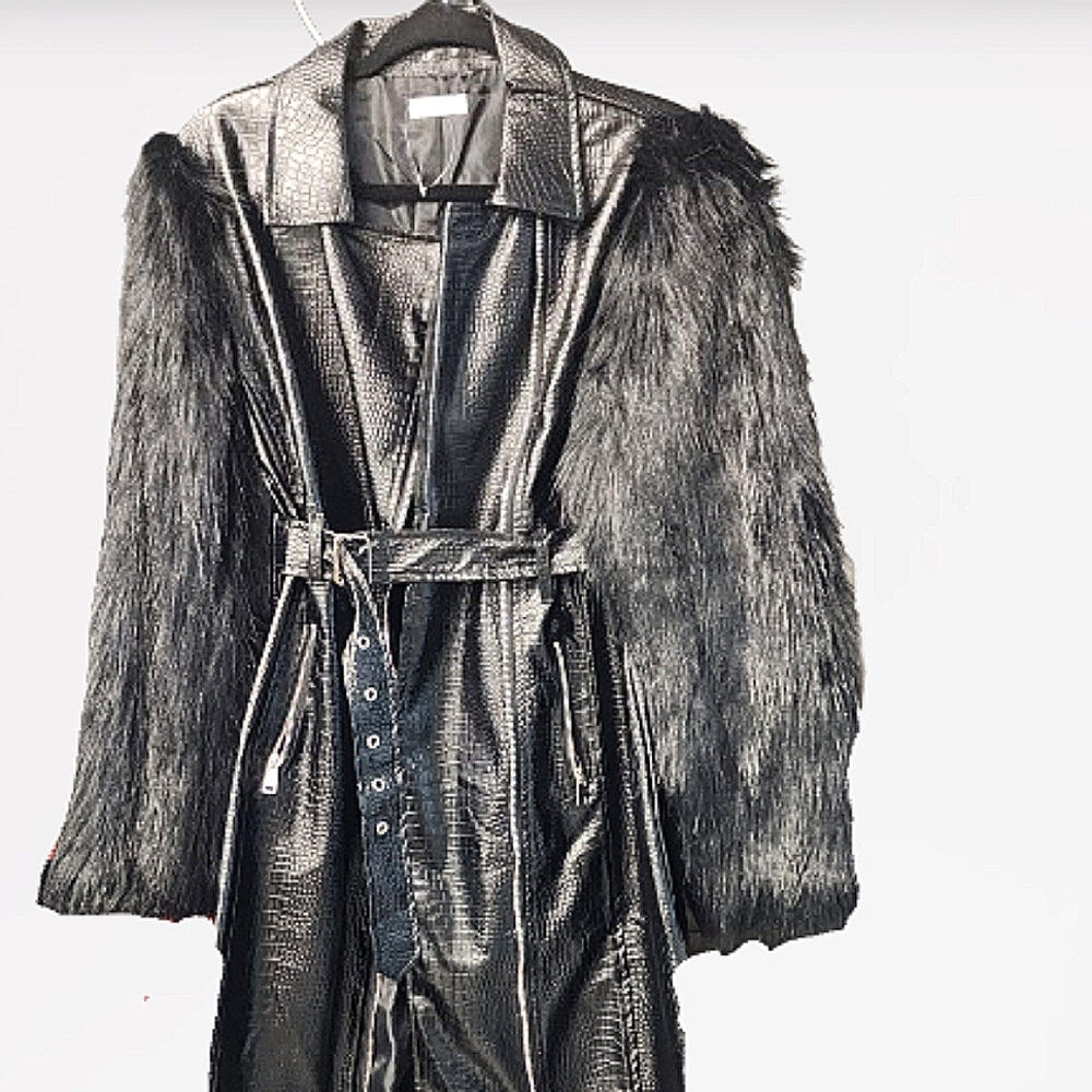 Furry Armed Trench Coat